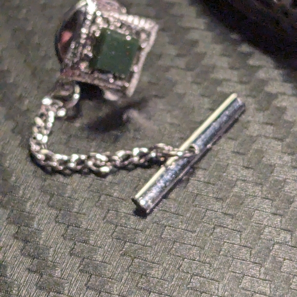 Anson Sterling Jasper Cufflinks and Tie Pin - Picture 4 of 6